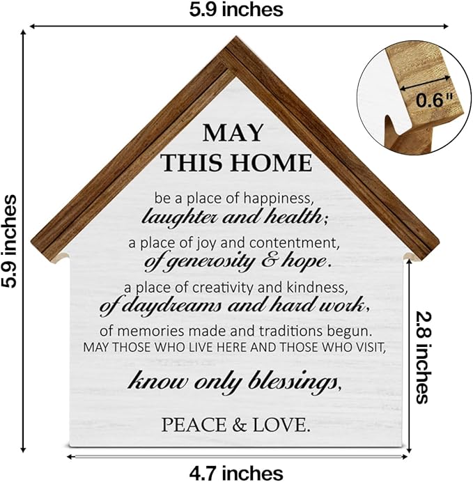 Housewarming Gifts New Home Decor, May This Home Be a Place of Happiness House Shaped Wood Sign, New House Apartment Gifts for Friends Neighbors