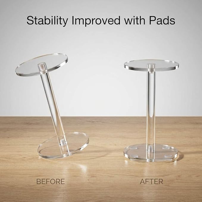 QWORK Round Acrylic Display Stand, Premium Clear Round Riser Stands, Set of 3