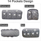 Remote Control Holder for Armchair, Armchair Caddy TV Remote Holder for Recline 14 Pockets, Non-Slip Remote Caddy Couch Caddy Organizer for TV Remote, Phone, Magazine (Grey)
