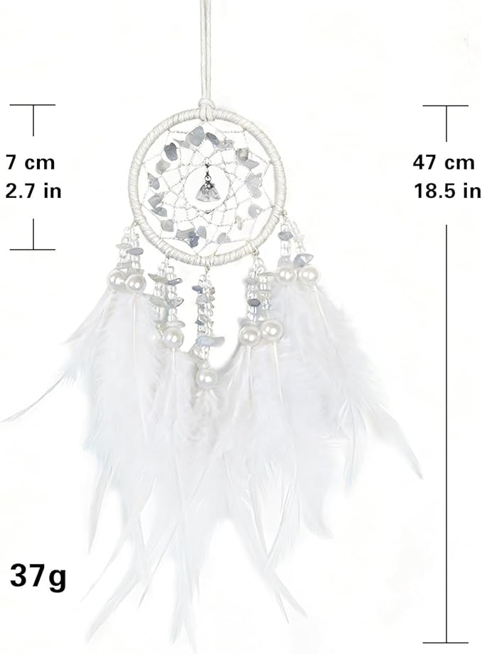 Dream Catcher for car,car Decorations for Women,Feather Dream Catcher Crystal Charm Bling Deco Accessories Hanging Ornaments,Christmas Hanging,Xmas Gift for Girl (White)