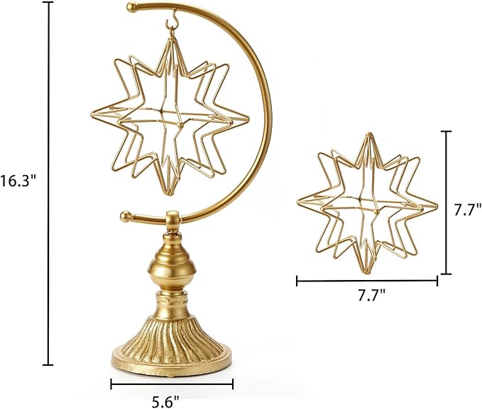 HLQMFHT 5.6" W x 16.3" H Metal Geometric Abstract Sculpture on Cast Iron Base,Metal Geometric Sculpture Decor Sphere, Tabletop,Living Room,Study,Bedroom,Home Decor