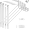 4PCS Heavy Duty White Closet Rod Brackets 11 x 11 Inch,1-3/8Inch Diameter Shelf and Rod Bracket Holder for Home and Closet Decor, Wall Mount Closet Pole Supports Bracket Hook with Screws