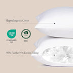 puredown® Natural Feather Down Throw Pillow Inserts 20 x 20 (Set of 2, White), Décor Pillow for Couch, Chairs, Office, Apartments