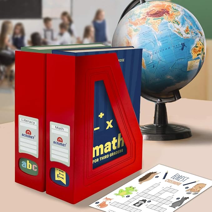 Acrimet Magazine File Holder Bin Storage, Vertical Rack for Documents, Folders and Mail, Durable Plastic Desk Organizer for Office & Home (Solid Red Color) (2 Pack)