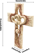 Oooct Carved Cross, Resin Cross Wall Decor, Intertwined Hearts & Never Separates Love, Great Christian Gift, Wall Art Gift, Home Living Room Decor - 6.85 × 5.12 Inch