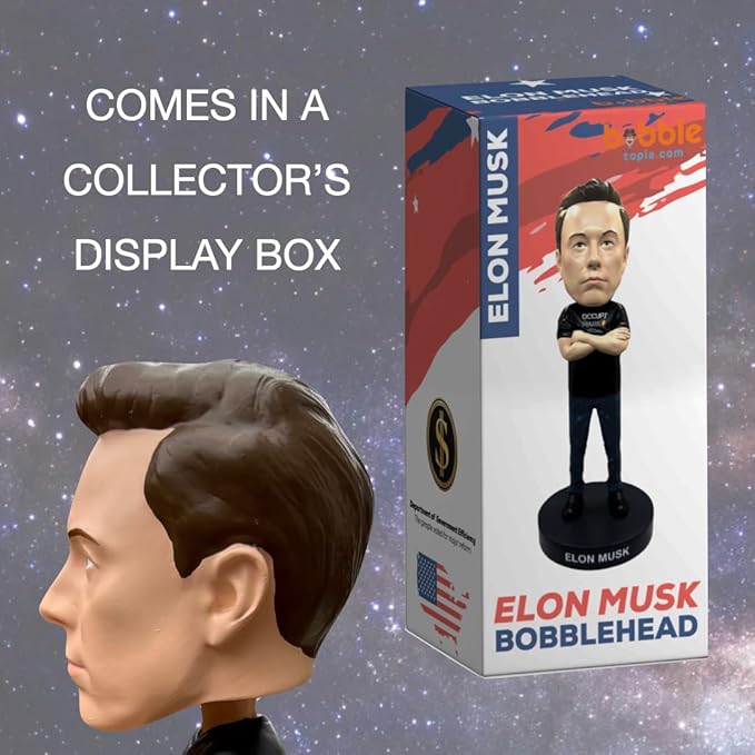 Bobbletopia Elon Musk Bobblehead World Leaders Series | Entrepreneur & American Patriot Collectible, 8" Polyresin Figurine, Comes in Display Box