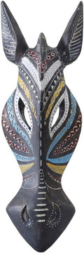 OTARTU 5 by 14 inch African Animal Zebra Mask Wall Decor Sculpture Hand Carved Geometric on Surface,Africa Tribe Style (Zebra)