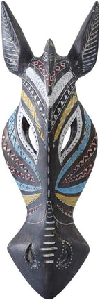OTARTU 5 by 14 inch African Animal Zebra Mask Wall Decor Sculpture Hand Carved Geometric on Surface,Africa Tribe Style (Zebra)