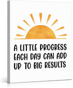 Inspirational Office Wall Art Decor, Motivational Add Up to Big Results Positive Quote Daily Affirmations Artwork Posters for Home Office Gym Classroom Decorations (11.5 X 15 Inches, Framed)