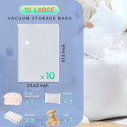 10 Large Vacuum Storage Bags, Vacuum Seal Bags for Clothing, Pillows, Comforters, Blankets, Space Saver Bags with Hand Pump