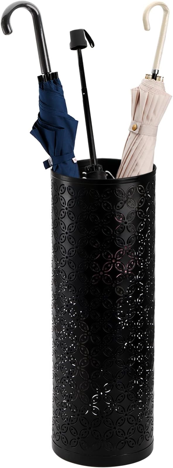 Hacaroa Metal Round Umbrella Stand Rack, Free Standing Umbrella Holder Bin, Canes Walking Sticks Holder for Entryway, Home, Office, Black