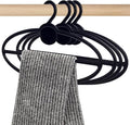 AHANDMAKER 10 Pcs Black Scarf Hanger, Oval Scarf Hanger Ring Tie Scarf Holder Organizer Space Saving Plastic Hanging Scarf Hanger, for Shop Home Scarves Headscarves Sorting Storaging, 8.7 Inch