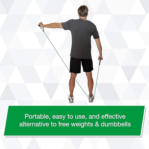 THERABAND Resistance Tubing with Soft Handles, Green, Heavy Level, 48" Latex Stretch Resistance Bands for Exercise, Professional Workout Bands for Upper & Lower Body, Color-Coded Levels