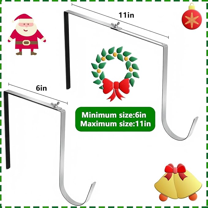 Adjustable Headstone Wreath Hanger for Cemetery – Fits 6"-11" Tombstones, Stainless Steel Gravestone Wreath Stand for Christmas, Halloween, Easter & Memorial Day Decorations