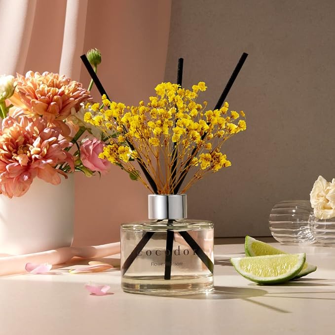 COCODOR Preserved Real Flower Reed Diffuser/Pure Cotton / 6.7oz(200ml) / 2 Pack/Reed Diffuser Set, Oil Diffuser & Reed Diffuser Sticks, Home Decor & Office Decor, Fragrance and Gifts