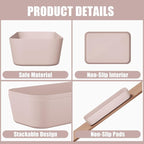 Plastic Drawer Organizers, 18 PCS Bathroom Drawer Organizer Bins, Desk and Vanity Organizer Plastic Tray, Makeup organizer and storage for Bedroom, Kitchen Gadgets Utensils and Office (Pink)