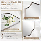 ANDY STAR Brushed Nickel Mirror 30x40 Inch, Scalloped Bathroom Mirror, Silver Bathroom Mirror in Anti-Rust Stainless Steel Metal Thin Frame Deep 1’’, Large Wall-Mounted Mirror (Horizontal/Vertical)