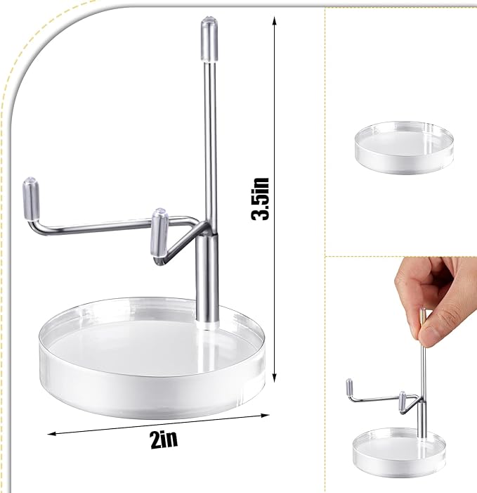 Suzile 4 Pcs Adjustable Metal Arm Display Stand Easel with Acrylic Base Rock Display Easel Holder Acrylic Crystal Clear Plate Stand for Geodes Mineral Agate(Silver,2 x 2 x 3.5 Inch)