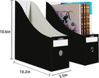 Limitliho 6 Pack Cardboard Magazine Holder for Desk, Book Bins for Classroom Library,Office,Home, 10.6" H x 10.2" L x 3.5" W in Magazine File Holder(Black)