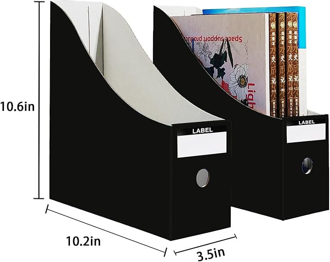 Limitliho Cardboard Magazine File Holder for Desk, Book Bins for Classroom Library,Office,Home, 10.6" H x 10.2" L x 3.5" W in Magazine Storage Bins(Six color, 24 Pack)