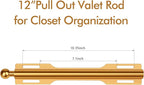 FIRJOY 12" Valet Rod for Closet Pull Out (1 Pack, Orange)