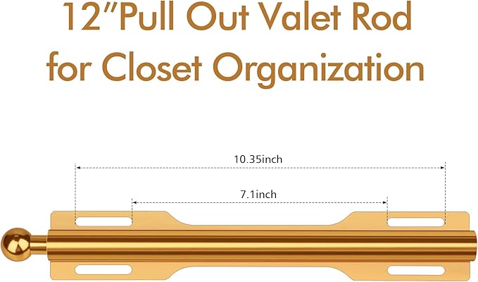 FIRJOY 12" Valet Rod for Closet Pull Out (1 Pack, Orange)