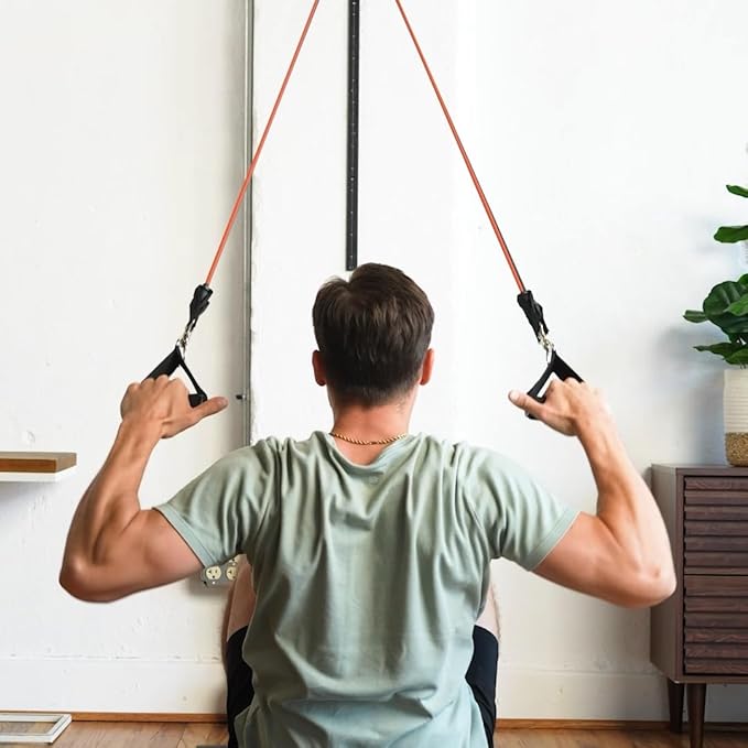 Space Saver Gym Resistance Bands Exercise Equipment for at Home Fitness Workout | Resistance Band Wall Anchor for Kinetic Bands with 1 Rail, 1 Rail Car