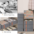 3pack Wardrobe Clothes Organizer，Foldable Underwear Storage Box Fabric Storage Bin with Divider for Socks Bra Clothes Underwear Organizer Drawer Multifunctional Household Box (Dark gray)