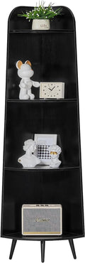 VECELO Large Tall Corner Shelf, 66.93" H 4-Tier Corner Storage Organizer, Freestanding Corner Display Rack for Living Room Bedroom Home Office, Black