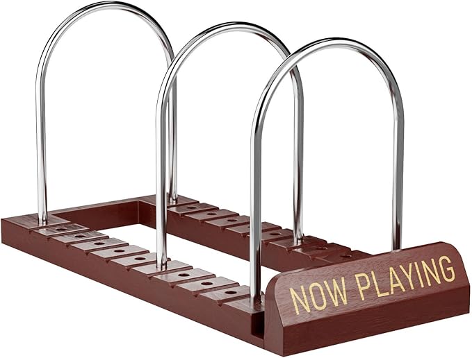 Bulado Now Playing Vinyl Record Holder, Wooden Vinyl Record Storage with Front Display Groove, Album Storage Stand Organizer for 50 LPs, Easy to Assemble, Magazine Holder Rack for Gift