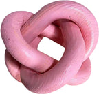 Wood Knot Chain Link Decor - 3 Link Boho Wooden Hand Carved Decorative Wooden Links Knots for Coffee Table Entryway Modern Farmhouse Shelf Decoration (Pink)