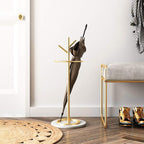 WXYZ Golden Umbrella Stand with Branch Shape, Creative Wrought Iron Umbrella Barrel with Solid Marble Base, Decorative Ornaments 32x55cm (Color : Gold+White)