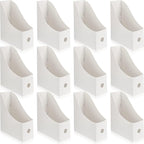 Geyee 12 Pack Magazine File Holder Plastic Desk Organizer Magazine Holder Storage Heavy Duty File Boxes for Home Storage and Office Organization(White)