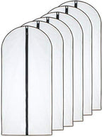 Garment Bag (Set of 6) Plastic Garment Bags with Zipper Hanging Clothes Cover Dress Bag for Suits, Coats Closet (24'' x 40'', Black)