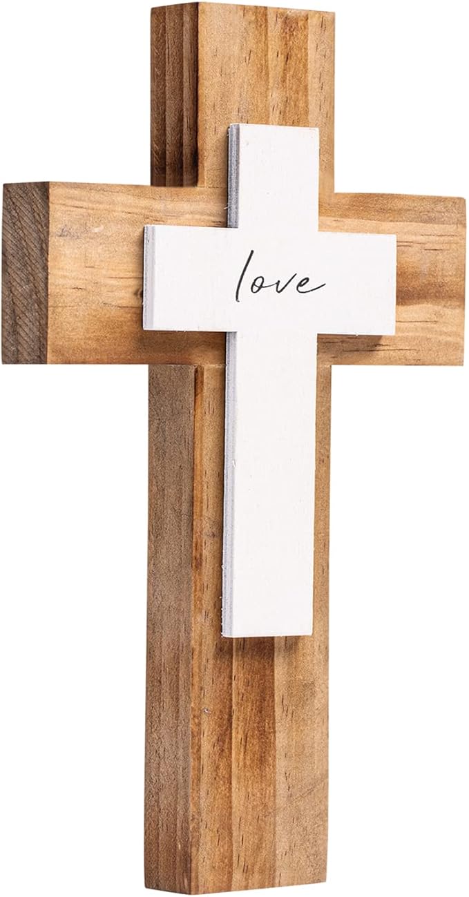 Wall And Table Wooden Cross Christians Cross Spiritual Religious Gifts With Hook On Hanging Wall Or Table With Love For Church Home Room Decoration For Christmas (5 colors available)