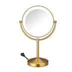 Conair Lighted Makeup Mirror, Double-Sided LED Vanity Mirror with 1X/10X Magnification, 3 Light Settings, 3 Modes, 360° Rotation, Brushed Brass Finish