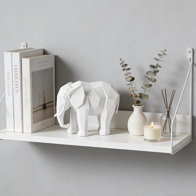 Cynkeyee Elephant Decorations Figurine Statue - Modern Elefantes para Decoracion Casa, Resin Origami White Elephant Gift Minimalist Tabletop Decor Centrepiece Accent Knick Knacks 6x2.25 x4.5 Inch