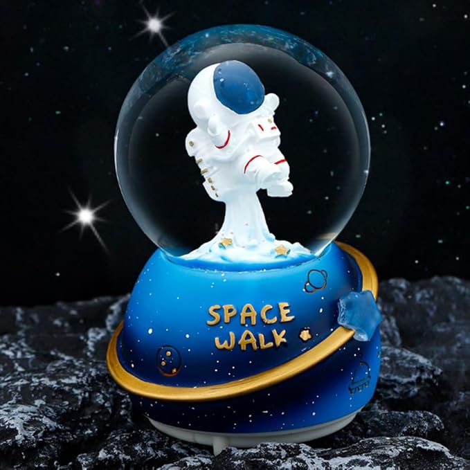 Snow Globe, Astronaut Snow Globes for Kids Boys Girls, Musical & Automatic Snowflakes, Snow Lantern Glittering, Great Gift for Dreamer! Christmas Birthday Valentines Day Gifts for Boys(B)