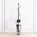 Metal Umbrella Stand with Coat Rack,Modern Umbrella Holder for Entryway,Freestanding Umbrella Rack with Marble Base,Tall Umbrella Storage for Indoor Outdoor Patio(66.9″, Black White)