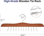 TOPIA HANGER Tie Rack Hanger for Closet 2 Packs, Wooden Tie Organizer for Men with 24 Folding Hooks, Space Saving Necktie Holder for Storage and Display Bra, Tank Top, Camisole (Walnut)-CT14WA-2