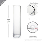 WGVI Quality Thick Weighted Clear Cylinder Glass Vases, 3" W x 12" H, Skinny Bud Vase Narrow Floral Bouquet Flower Arrangements Storage Container Candle Holders Decorative Accents, 6 Pieces