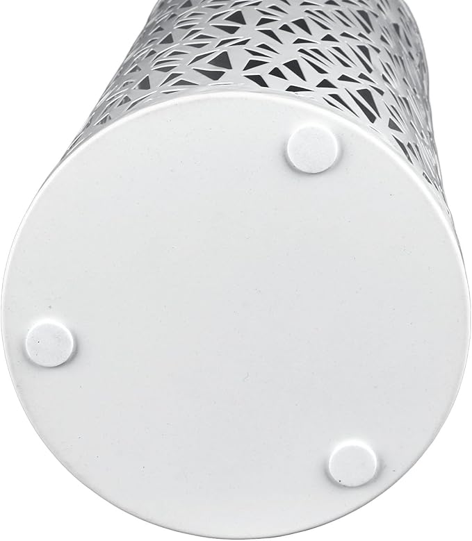 BEIJIALY Metal Umbrella Holder, Umbrella Stand Rack for Entryway, Metal Hollowed Freestanding Round Umbrella Holder Organizer Bin for Home Hotel Office Decor(White Small)