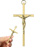 KUXBET Crucifix Cross, Metal Gold Crucifix with Jesus Crucifix, My Heart/Encouragement Gift Pocket Stress Cross Fidget for Christian Faith, Prayer, Christmas Gifts (4.1inch, Antique Gold)