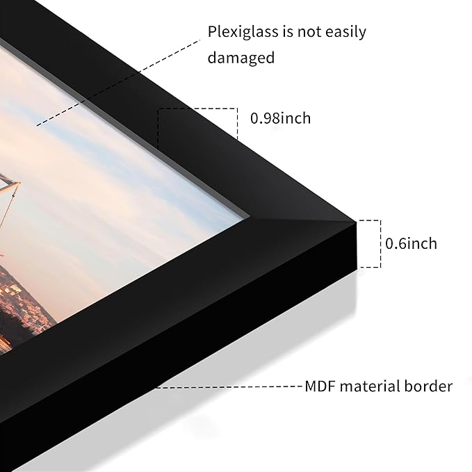 16x20 Picture Frame Black Set of 3, Display Pictures 11x14 with Mat or 16 x 20 Without Mat, Poster Frames 16x20 for Wall Hanging Horizontal and Vertical