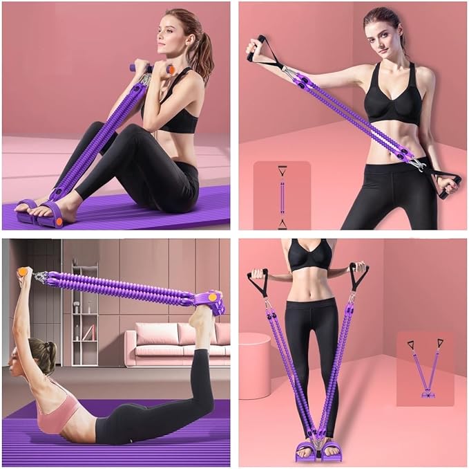 Resistance Bands for Exercise,6-Tube Elastic Yoga Pedal Puller Resistance Band, Natural Latex Tension Rope Fitness Equipment, for Abdomen/Waist/Arm/Leg Stretching Slimming Training