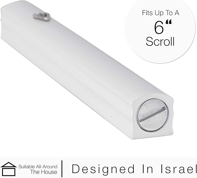 A&S Mezuzot Alumium Mezuzah Case in Silver Shin Design Weatherproof Door Mezuza Judaica Art for Home Blessing (White, 7 Inches)