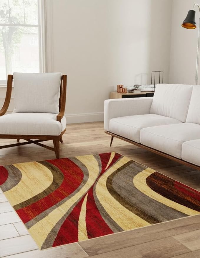 Unique Loom Barista Collection Area Rug - Ngada (7' 1" Square, Beige/Red)