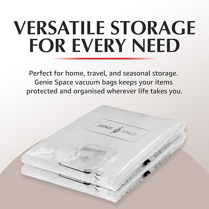 GENIE SPACE Premium Vacuum Storage Bags for Clothes, Bedding and Travel, Large Size 30x24 Inches, Airtight, Odor-Proof and Reusable Space Saver Bags with Double Zipper Seal, 6-Pack with Hand Pump