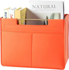 Leather Magazine Holder Foldable with Handles，Stable Magazine Rack Floor，Magazine Basket File Holder Storage，Document File Folder Organizer Free Standing for Office Living Room (orange)