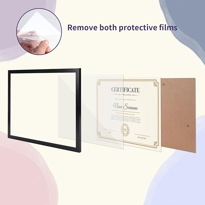 8.5x11 Black Picture Frames Set of 12, 8.5 by 11 Picture Frame for Award Certificate and Diploma Display on Wall or Tabletop